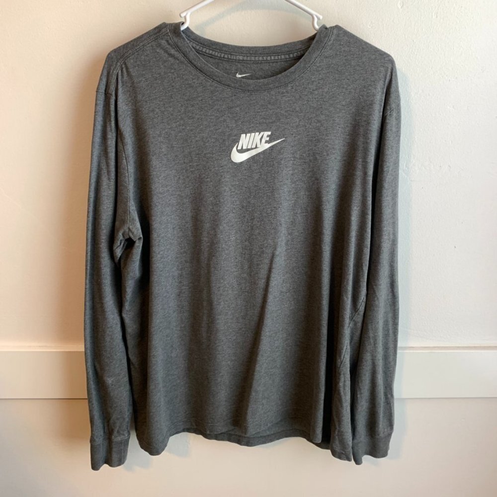 Nike Gray The Nike Tee Logo Long Sleeve Shirt
